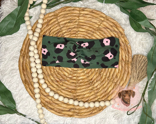 Green and Pink Leopard Headband
