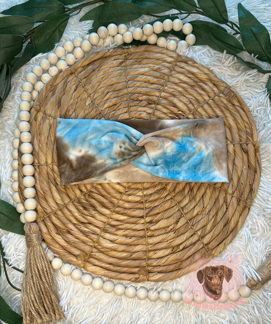 Blue & Brown Tie Dye Headband