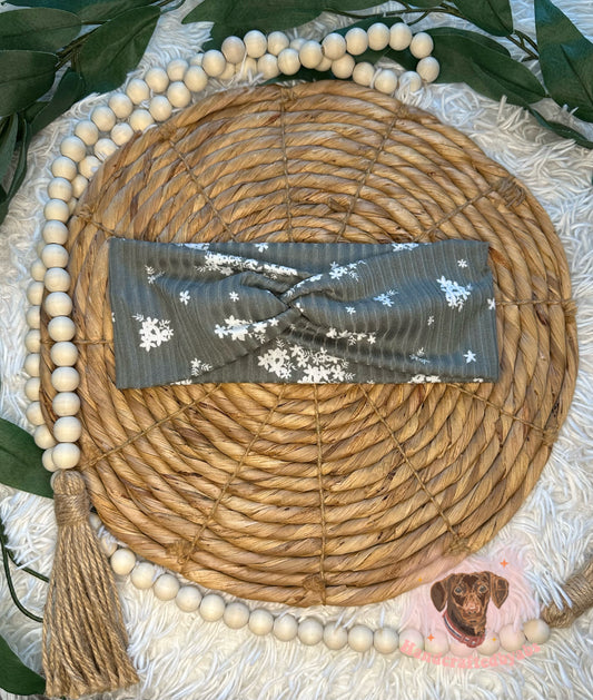 Ribbed Olive Floral Headband